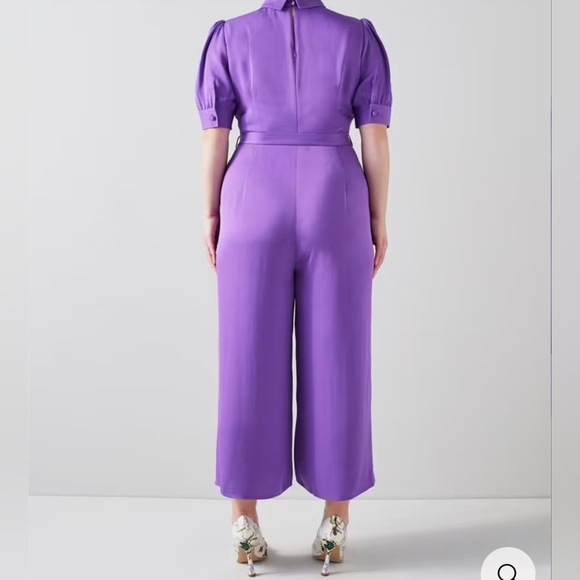 LK Bennett Purple Wide-Leg Jumpsuit with Belt - Size 14 - Picture 4 of 15